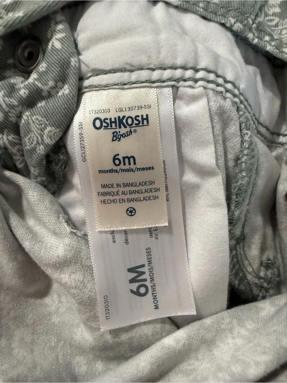 OshKosh B'gosh Sage Green Floral Overalls